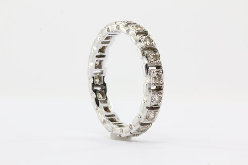 Vintage 14K White Gold 1 CTW Diamond Station Eternity Band Ring - Queen May