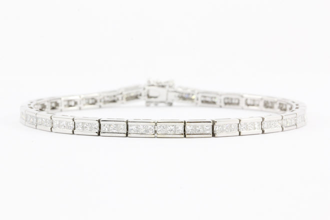 14K White Gold 3CTW Diamond Tennis Bracelet - Queen May