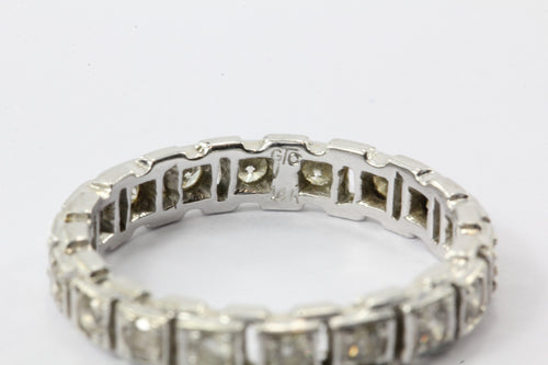Vintage 14K White Gold 1 CTW Diamond Station Eternity Band Ring - Queen May