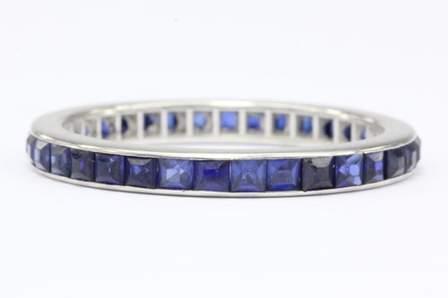 Art Deco 14K White Gold Sapphire Eternity Band Size 7 - Queen May