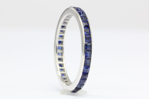 Art Deco 14K White Gold Sapphire Eternity Band Size 7 – QUEEN MAY