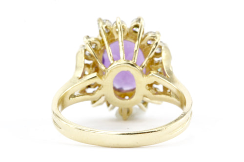 14K Yellow Gold  2 CT Amethyst .75 CTW Diamond Ring - Queen May