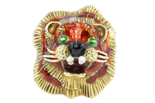 14K Yellow Gold and Enamel Martine Lion Ring - Queen May