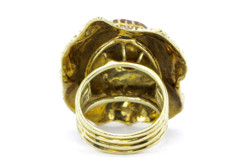 14K Yellow Gold and Enamel Martine Lion Ring - Queen May