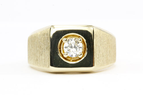 14K Yellow Gold and .35 CT Diamond Men's Ring - Queen May