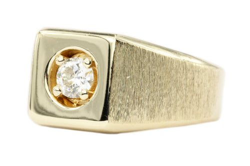 14K Yellow Gold and .35 CT Diamond Men's Ring - Queen May