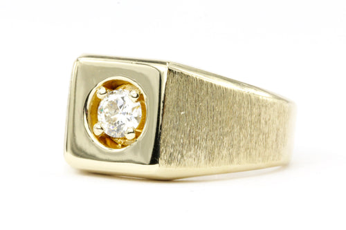 14K Yellow Gold and .35 CT Diamond Men's Ring - Queen May