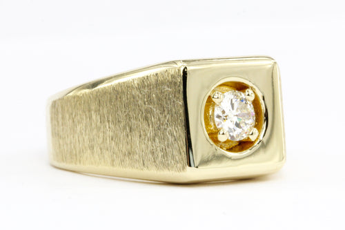 14K Yellow Gold and .35 CT Diamond Men's Ring - Queen May