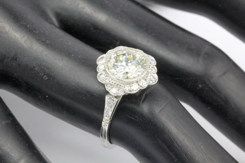 Edwardian Style Platinum 2.2 Ct Diamond Halo Engagement Ring GIA Paperwork - Queen May