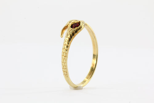 Uno Arre 18k Snake Crimson Red Stone Adjustable Ring - Queen May