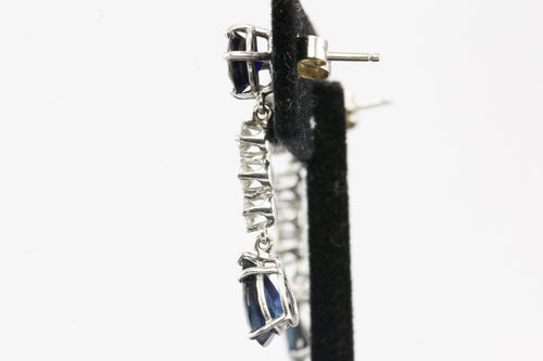 Sapphire and Diamond Dangle Earrings - Queen May