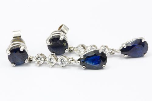 Sapphire and Diamond Dangle Earrings - Queen May