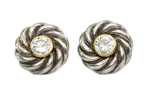 David Yurman 18K and Sterling Silver Diamond Earrings - Queen May