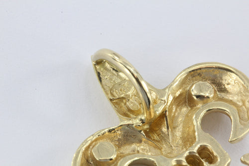 Vintage 14K Gold & Diamond Fleur De Lis Pendant .25 CTW - Queen May