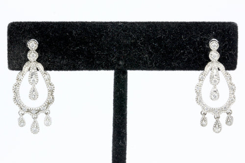 14K White Gold Diamond Chandelier Earrings - Queen May