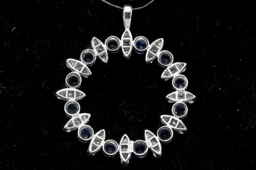 Retro 18K White Gold Diamond and Sapphire Wreath Pendant Conversion - Queen May