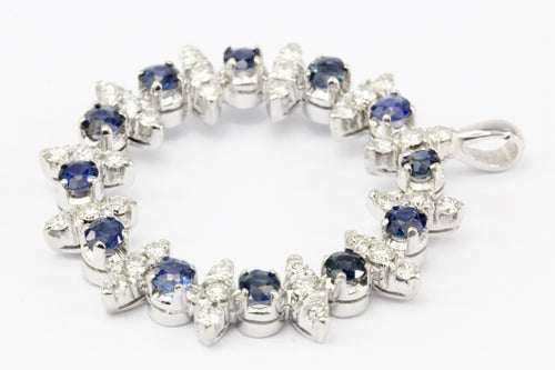 Retro 18K White Gold Diamond and Sapphire Wreath Pendant Conversion - Queen May