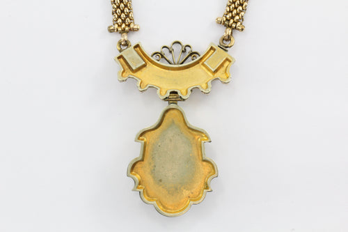 Antique Victorian GF & Enamel Carnelian Cameo Necklace - Queen May