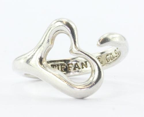 Tiffany & Co Sterling Silver Elsa Peretti Open Heart Ring Size 7.75 - Queen May