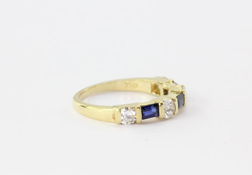 Tiffany & Co 18K Yellow Gold Diamond Sapphire Ring Band – QUEEN MAY