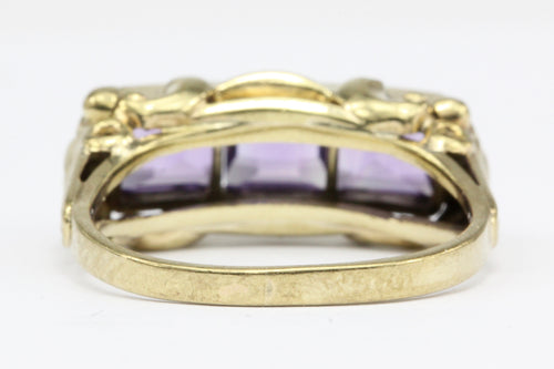 Victorian Revival 9K Yellow Gold 1.5 CTW Amethyst Ring - Queen May