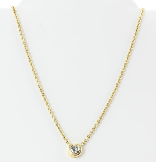 14k Yellow Gold .65 Carat Diamond Solitare Pendant Necklace - Queen May