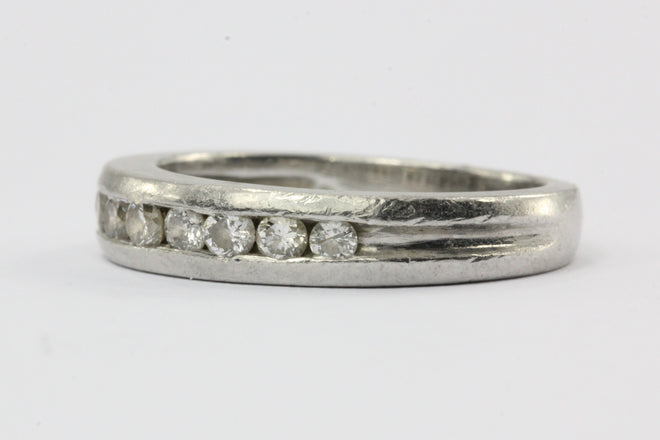 Vintage Platinum & Diamond Half Eternity Band Ring Size 4.25 - Queen May