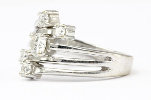 Retro 14K White Gold Diamond Cascade Ring - Queen May