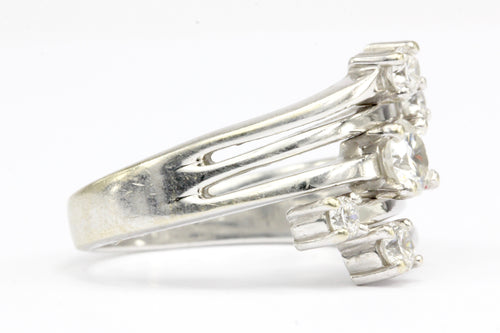 Retro 14K White Gold Diamond Cascade Ring - Queen May