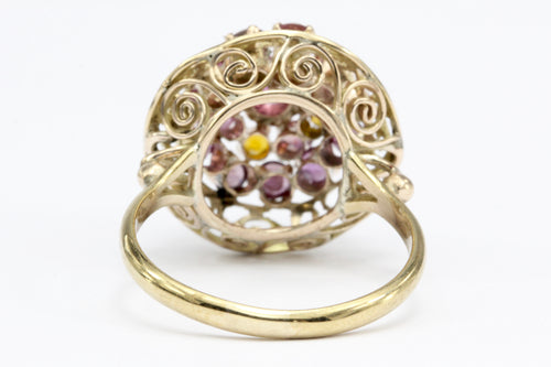 Retro 14K Yellow Gold Natural Ruby and Citrine Cocktail Ring - Queen May