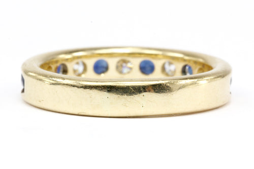 14K Yellow Gold Diamond and Sapphire Half Eternity Band Size 7 - Queen May
