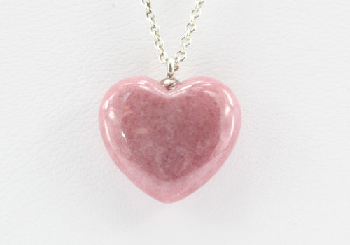 Tiffany & Co Sterling Silver Pink Rhodonite Heart Necklace - Queen May