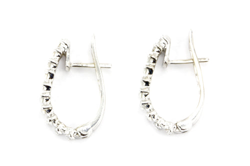 14K White Gold .5 CTW Diamond Hoop Earrings - Queen May