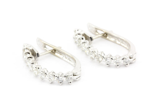 14K White Gold .5 CTW Diamond Hoop Earrings - Queen May