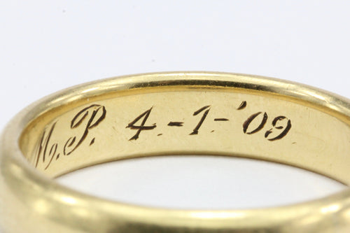 Edwardian 18K Mens Wedding Band Size 10.25 Dated 4/1/1909 - Queen May
