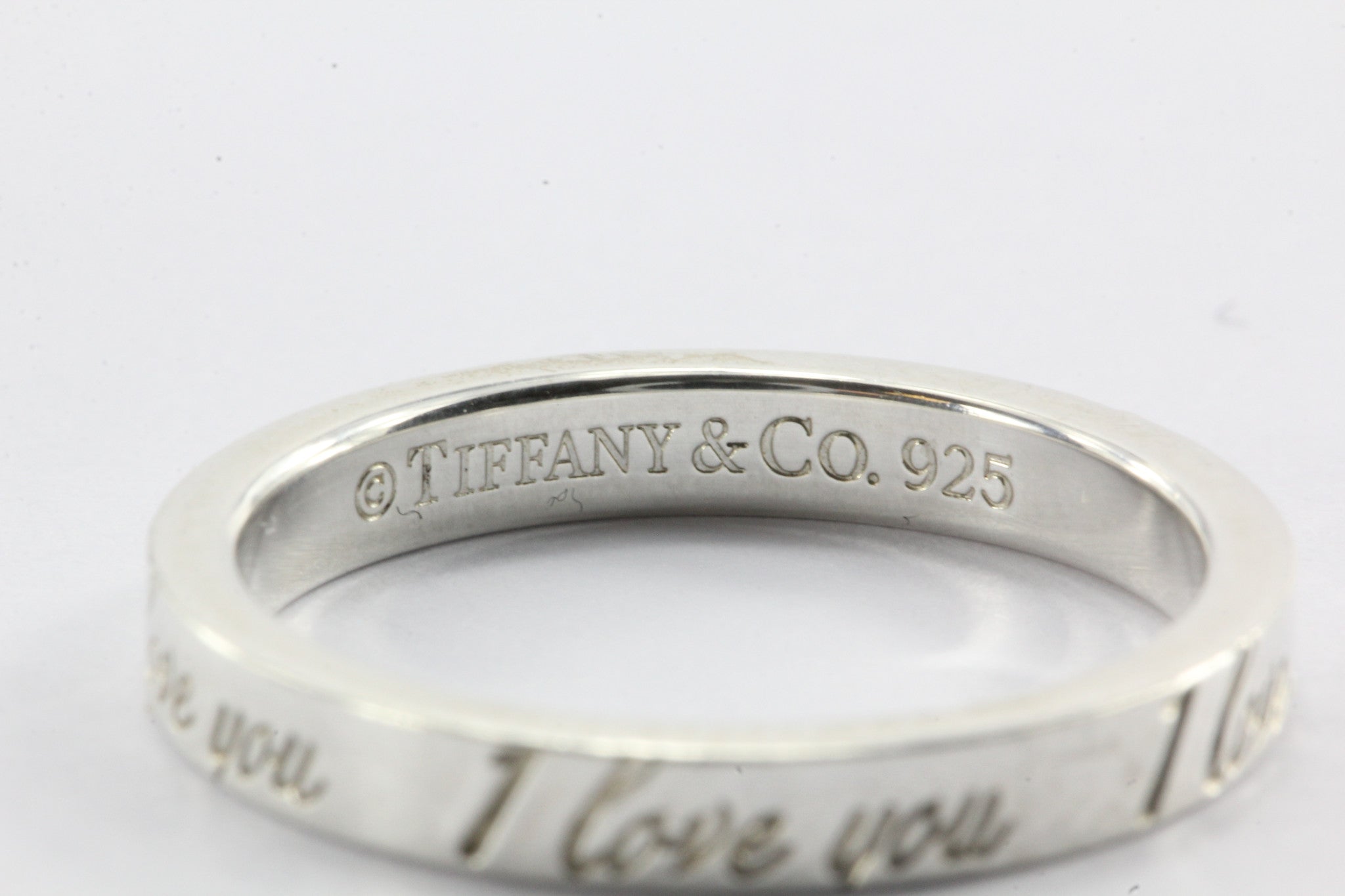 Tiffany & Co Sterling Silver I LOVE YOU Band Ring Size 5.75