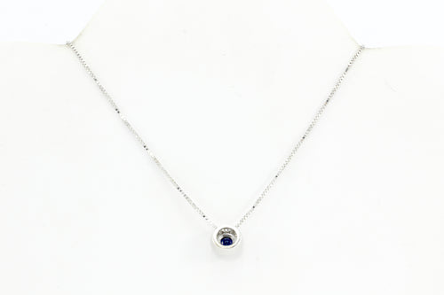 14K White Gold .3 CT Natural Sapphire and .1 CTW Diamond Pendant Necklace - Queen May