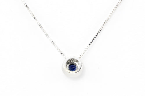 14K White Gold .3 CT Natural Sapphire and .1 CTW Diamond Pendant Necklace - Queen May