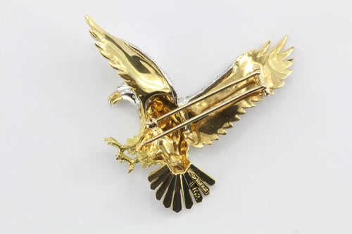 Herbert Rosenthal American Bald Eagle 18K Gold Platinum Diamond Brooch Pin - Queen May