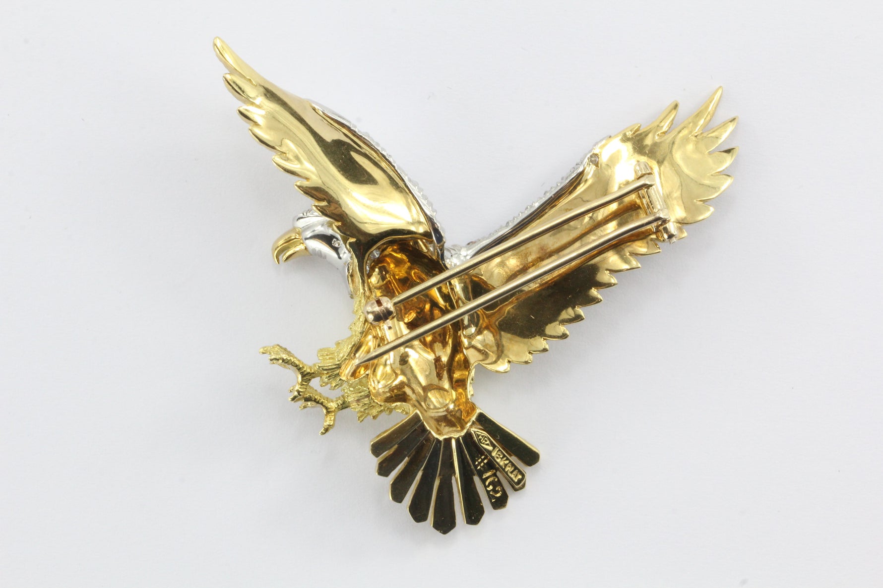 Herbert Rosenthal American Bald Eagle 18K Gold Platinum Diamond Brooch ...