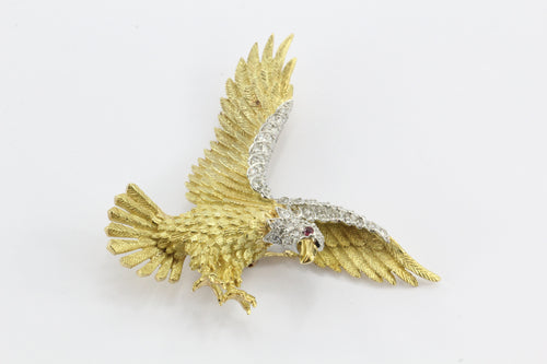 Herbert Rosenthal American Bald Eagle 18K Gold Platinum Diamond Brooch Pin - Queen May