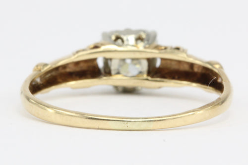 Art Deco 14k Yellow Gold .40 Carat Old European Cut Diamond Engagement Ring Size 6 - Queen May