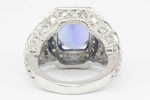 14K White Gold 5 Carat Tanzanite and 2.5 CTW Diamond Ring - Queen May