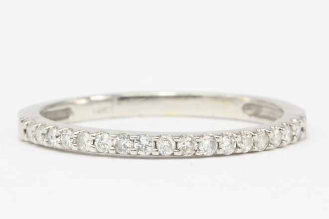 14K White Gold .15 CTW Diamond Half Eternity Band Size 4.5 - Queen May