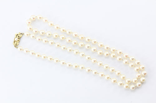 Vintage Mikimoto Cultured Essence Opera Length 6.5mm 14K Pearl Strand Necklace - Queen May