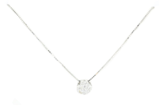 18K White Gold .15 CTW Diamond Pendant Necklace - Queen May