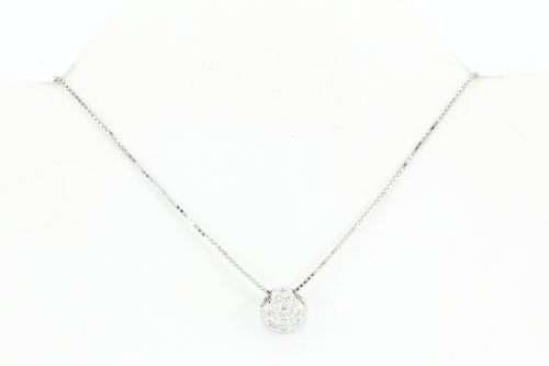 18K White Gold .15 CTW Diamond Pendant Necklace - Queen May