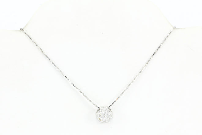 18K White Gold .15 CTW Diamond Pendant Necklace - Queen May