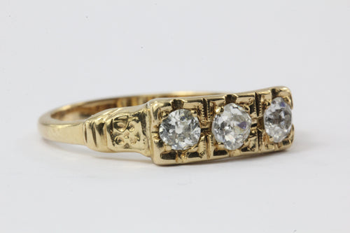 Antique Art Deco 14K Gold .75 CTW Old European Cut Diamond Engagement Ring - Queen May