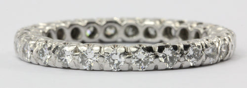 Vintage Platinum 1.3 CTW Diamond Eternity Band Ring Size 7.25 - Queen May
